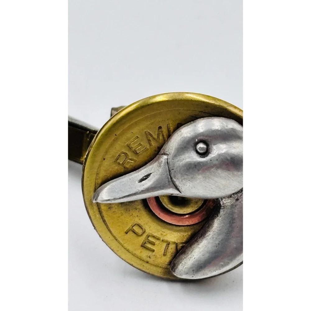 Vintage Remington Peters 12 Gauge Shotgun Shell Duck Head Cufflinks Brass Silver